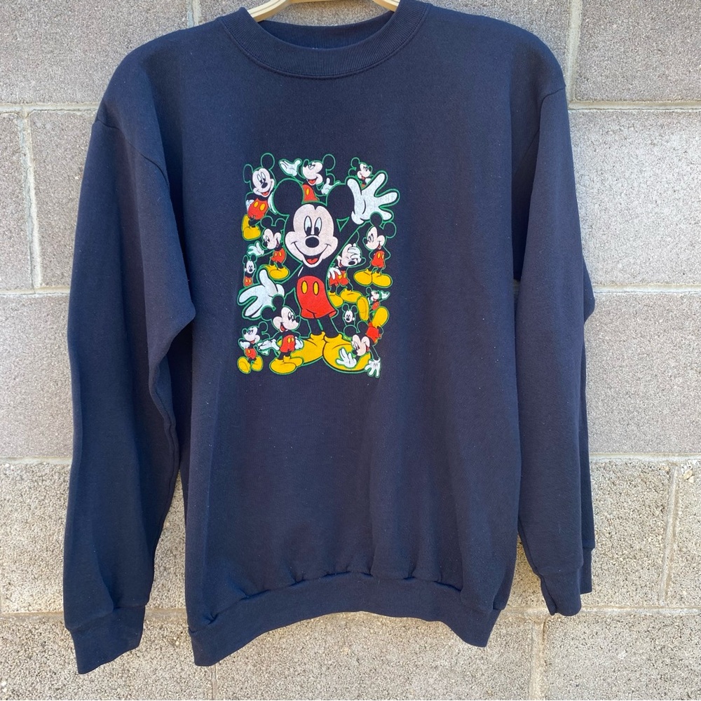 Mickey Mouse Youth XL Blue Crewneck Pullover Sweatshirt Vintage Adult Medium